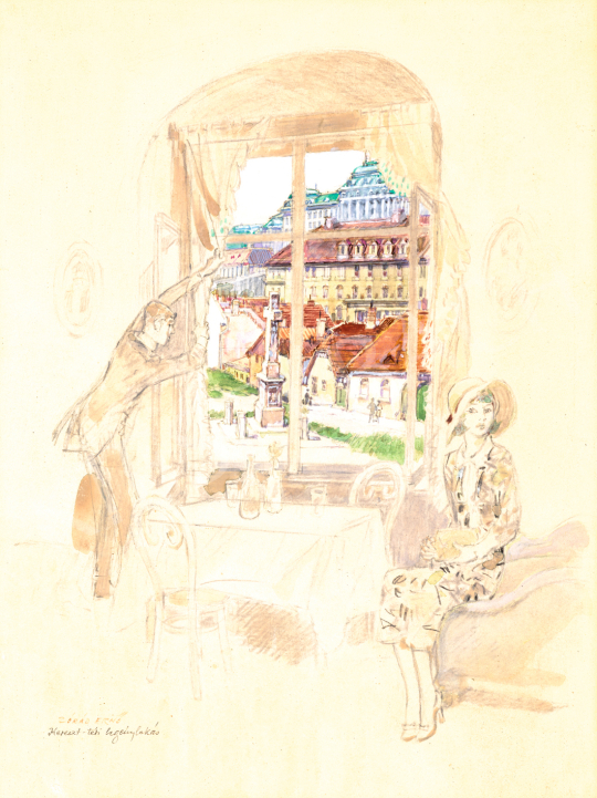 Zórád, Ernő (Wallburg Egon) - Rendezvous in the Tabán (Views from Buda Castle, Bachelors Pad at Kereszt Square) | 74. Spring auction auction / 34 Lot