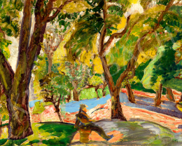  Scheiber, Hugó - Expressive Landscape (Bench at Városliget), c. 1920 