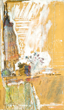  Gedő Ilka - Ablak virágokkal (Puscsinói konyhaablak II.), 1976 