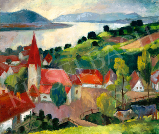  Szőnyi István - Zebegényi Dunakanyar (Piros ragyogás), 1928 | 74. Tavaszi aukció aukció / 105 tétel
