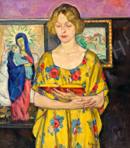  Belányi, Viktor - Lady in a Flower Pattern Dress 