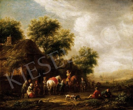 Ismeretlen németalföldi festő, 1700 körül - Fogadó előtt | 25. Aukció aukció / 129 tétel