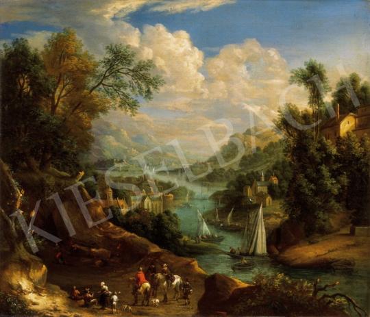 Német festő, 18. század - Folyóparti jelenet | 25. Aukció aukció / 143 tétel
