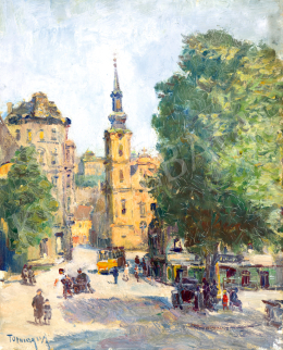 Turmayer, Sándor - St. Catherine's Church in Tabán with the Royal Palace in the Background, c.1930 