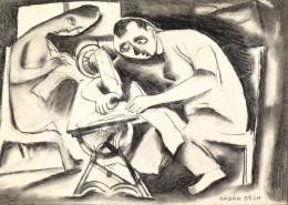  Kádár Béla - Fiatal pár Singer varrógéppel, 1920-as évek 