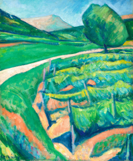  Czigány, Dezső - Vineyard in Provence with the Mont Sainte-Victoire in the Background, 1920s 