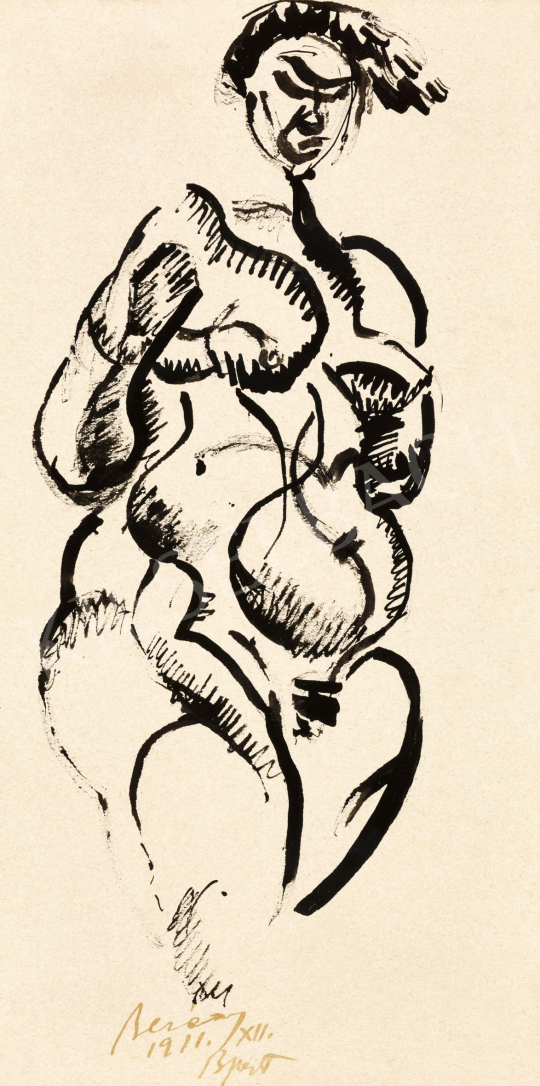 Berény, Róbert - Expressive Female Nude, 1911 | 76th auction auction / 90 Lot