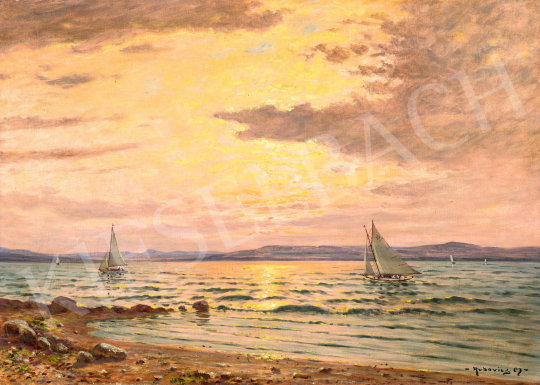 Rubovics, Márk - Sailing Boats on Lake Balaton at Sundown | 76th auction auction / 187 Lot