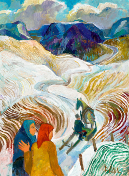  Páll, Lajos - Winter in Kondoros with a Horse Sled 