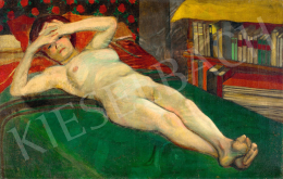 Gara, Arnold - Lying Nude in Interieur in Front of a Bookshelf, c. 1910 