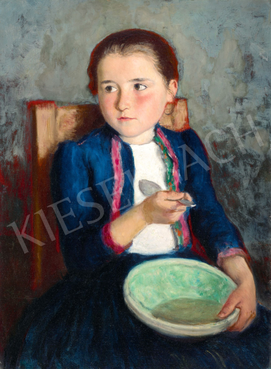  Glatz, Oszkár - Girl in a Blue Dress, 1930 | 76th auction auction / 255 Lot