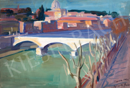  Blaskó János - Róma napsütésben (A római Tevere-part háttérben a Szent Péter Bazilika Michelangelo kupolával), 1960 
