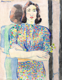 Móricz Margit - Virágos ruhás római lány tükör előtt, 1939 