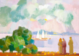  Pleidell János - A balatonfüredi öböl vitorlásokkal, 1983 
