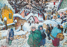 Farkasházy Miklós - Tél (Kisváros hóesésben), 1930-as évek közepe 