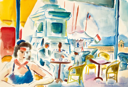  Barta László - Randevú St. Tropez-ban (Trikolor, vitorlás, hangulat), 1936 