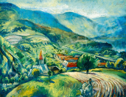  Szőnyi István - A zebegényi Dunakanyar a Kós Károly templommal, 1925 