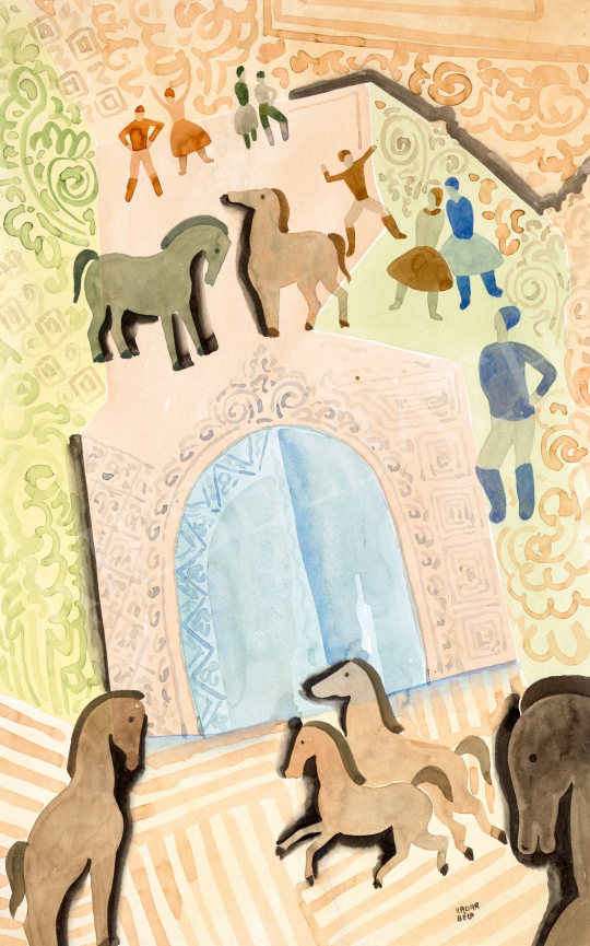  Kádár, Béla - The Gate (Horses and Men) | 77th Spring Auction auction / 81 Lot