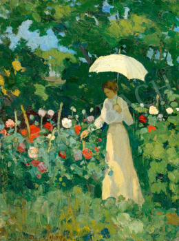  Czapek Brunó - Kertben sétáló hölgy Nagybányán, 1909 