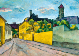  Perlrott Csaba, Vilmos - View of Kecskemét at Sundown, 1914 