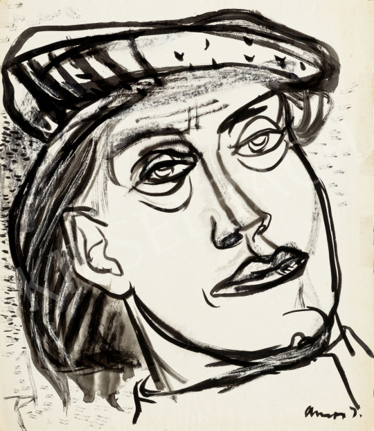  Ámos, Imre - Reminiscing Self-Portrait (Self-Portrait in a Hat) | 77th Spring Auction auction / 166 Lot