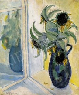  Schalk, László - Vase reflexed in the Mirror with Sunflowers 