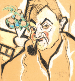  Scheiber, Hugó - Smoking Self-Portrait 