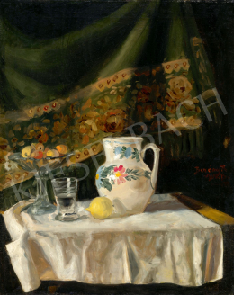 Berény Róbert - Műtermi csendélet zöld drapériával, 1904 