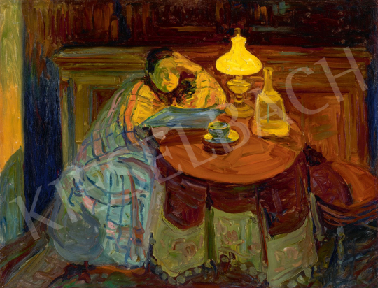  Ismeretlen magyar művész, 1920-1940 között - Lámpafénynél | 77. tavaszi aukció aukció / 248 tétel