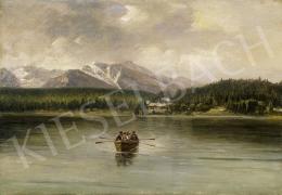 Telepy, Károly - Rowers on the Lakeside, with Snowy Mountain Peaks in the Background 