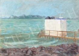  Bernáth, Aurél - Shore of Lake Balaton with Bathhouse (Afternoon Vibes on the Southern Shore), 1930s 