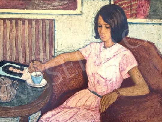 Eladó  Czene Béla - Egy csésze kávé, 1966  festménye