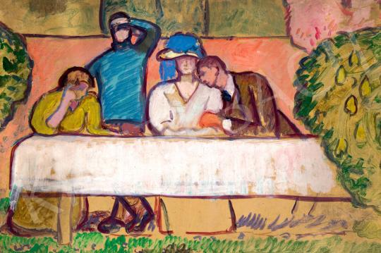 Eladó  Iványi Grünwald Béla - Társaság a szabadban, 1909 körül festménye