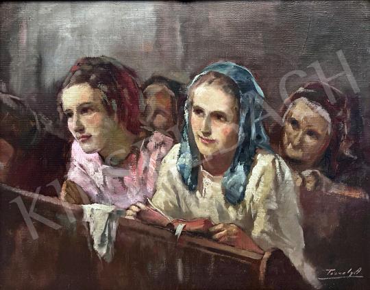 Eladó Péczely Antal - Fiatal lányok népviseletben  festménye