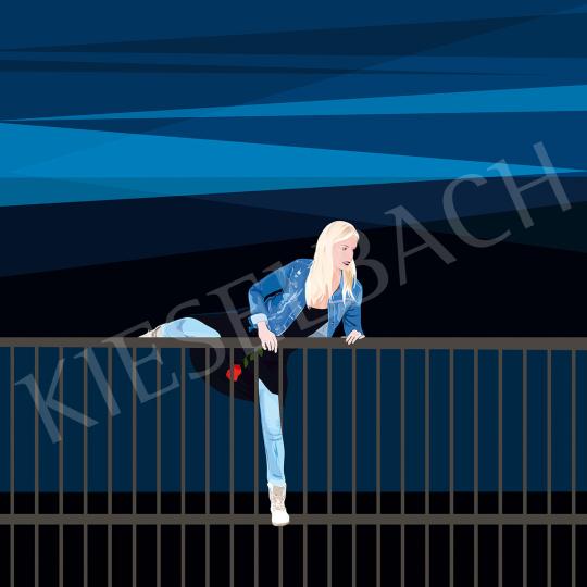 Eladó  Weiler Péter - Kerítésen át fekete rúzzsal festménye