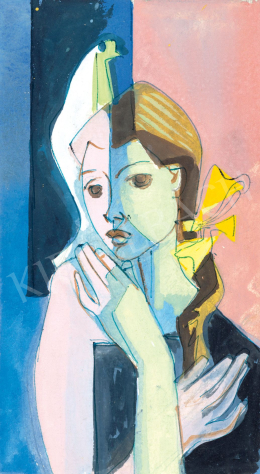 Medveczky Jenő - Fiatal lány sárga masnival, 1966 