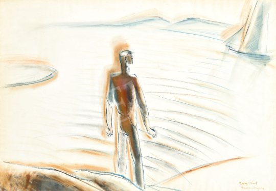 Egry József - A Balaton (Ember és vitorlás), 1929 | 78. őszi aukció aukció / 40 tétel