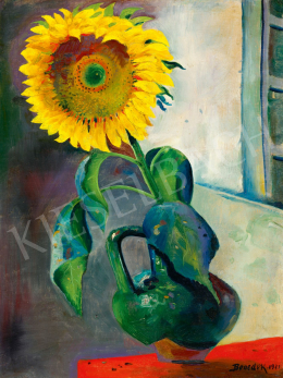 id. Benedek Jenő - Napraforgó vörös abroszon, 1931 