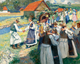 Tibor Ernő - Patakparti mulatság a malomnál (Erdély, Élesd), 1912 