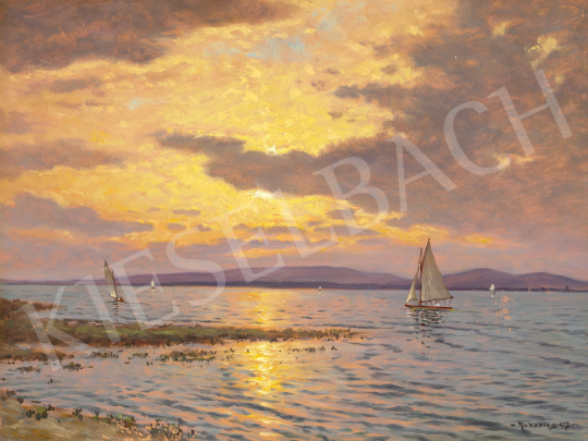 Rubovics, Márk - Sunset on Lake Balaton with Sailboats | 78. autumn auction auction / 58 Lot