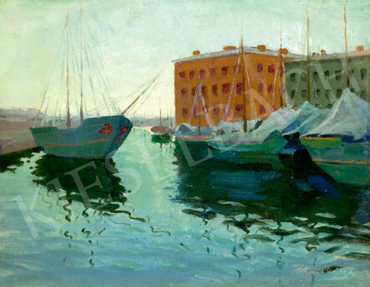  Barkász Lajos - Fiumei kikötőben, 1910-es évek | 78. őszi aukció aukció / 61 tétel