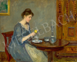 Knopp Imre - Fiatal lány a szalonban, 1910 körül 