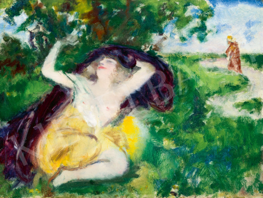  Csók, István - Resting Young Girl in Nature, 1920 | 78. autumn auction auction / 166 Lot