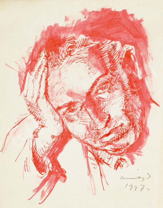  Ámos Imre - Vörös önarckép, 1927 | 78. őszi aukció aukció / 183 tétel