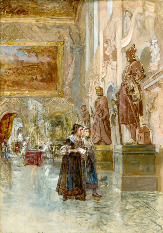  Bruck Lajos - Hölgyek a kastélyban (A Schleissheimi kastély lovagterme) | 78. őszi aukció aukció / 230 tétel