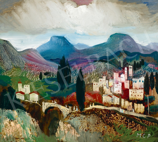  Molnár C., Pál - Small Town in Italy (Crossing the Bridge) | 78. autumn auction auction / 253 Lot
