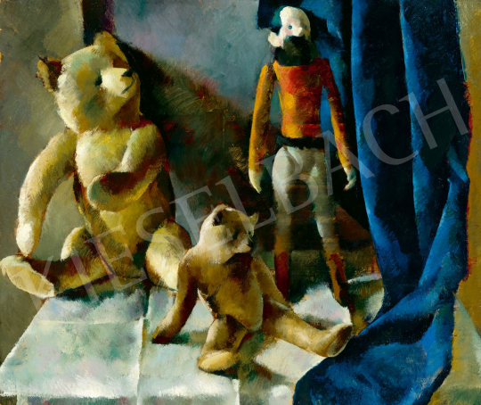 Aba-Novák, Vilmos - Toys with Deep Blue Curtain, c. 1923 | 78. autumn auction auction / 137 Lot