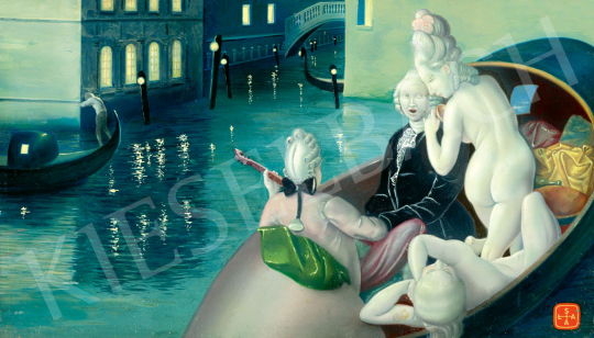  Ismeretlen művész F. Sala jelzéssel - Velencei randevú | 78. őszi aukció aukció / 186 tétel