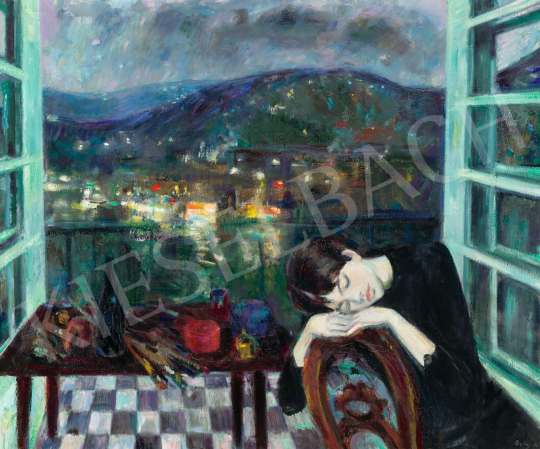 Balogh András - Nyitott ablak előtt (Nyári este a műteremben) | 79. téli aukció aukció / 2 tétel
