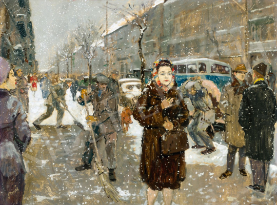 Biai-Föglein, István - Metropolitan Hustle and Bustle in the Blizzard (Pest), c. 1970 | 79th Winter Auction auction / 3 Lot